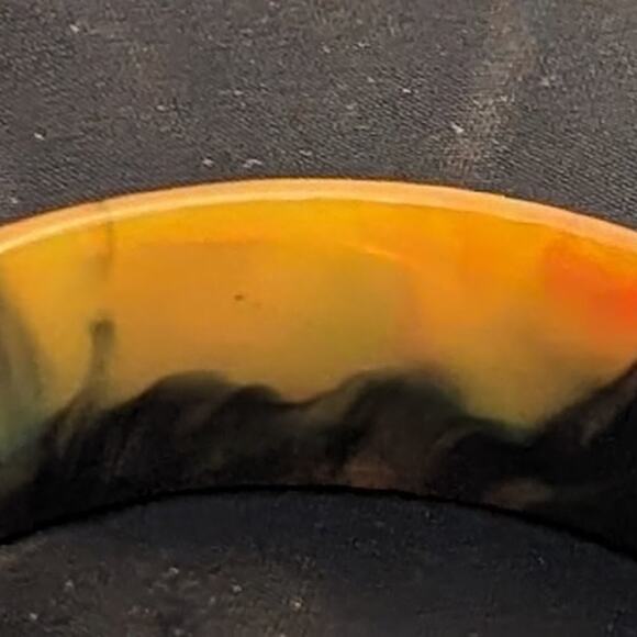 Bakelite! Rare Carved Translucent End of Day Roses Bakelite Bangle Bracelet - Picture 12 of 16